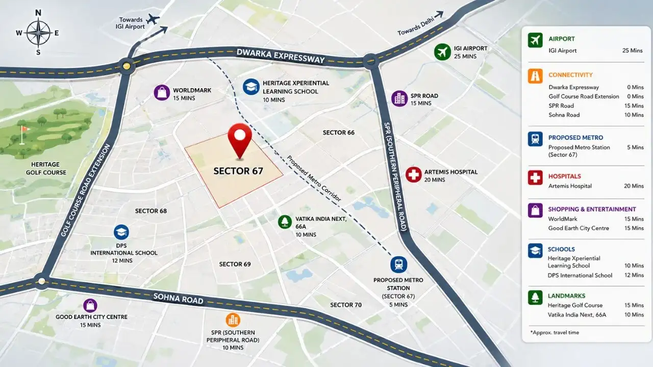 Smartworld Sector 67a Gurgaon Location Map