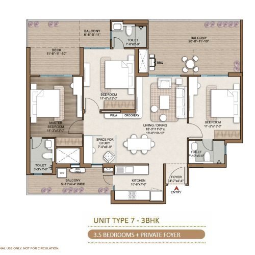 Smart World One DXP 3BHK Unit Type 7