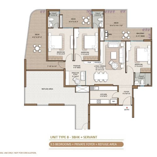 Smart World One DXP 3BHK+Servant Unit Type 8