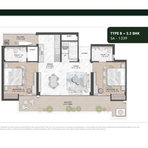 Smartworld Natures Court 2.5 Bhk Type B Floor Plan