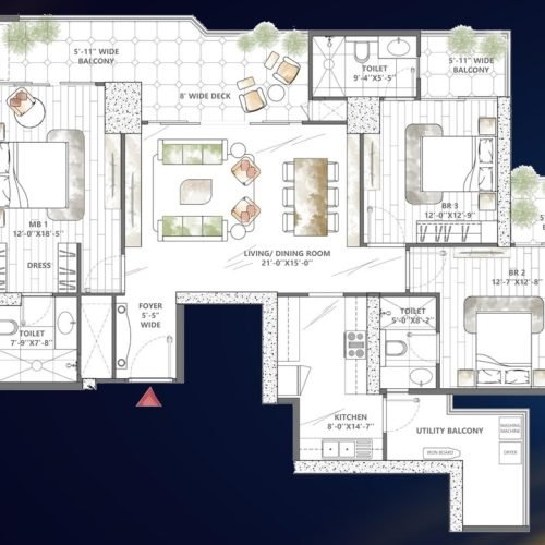 smart-world-sky-arc-sector-69-gurgaon-floor-plan-3-bhk